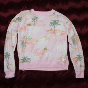 Billabong pink palm tree long sleeve crewneck